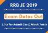 RRB JE 2019 Exam Dates out: Link for Admit Card, Mock Tests