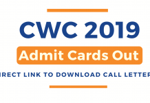 CWC 2019 Admit Cards Out: Direct Link To Download Call Letters
