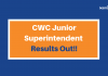 CWC Results 2019: Check CWC Junior Superintendent Results Now! CWC Junior Sup Results