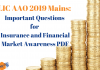 LIC AAO 2019 Mains: Important Questions for Insurance and Financial Market Awareness PDF
