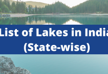 List of Lakes in India (State-wise) & Important Lakes List of Lakes in India (State-wise)