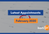 Latest Appointments in February 2020