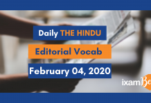 Daily Hindu Editorial Vocab: February 04, 2020