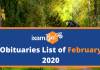 Obituaries List in February 2020