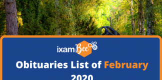 Obituaries List in February 2020