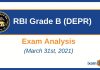 RBI Grade B Phase 2 DEPR Exam Analysis: March 31, 2021 RBI Grade B DEPR Exam Analysis 2021
