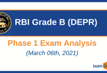RBI Grade B DEPR 2021 Phase I Exam Analysis/Review 6th March 2021
