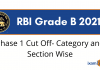 RBI Grade B 2021: Phase 1 cut off