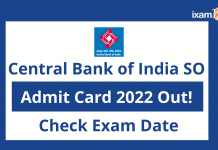 Central Bank of India SO Admit Card 2022 Out: Direct Link for Download Central Bank of India SO Admit Card 2022 Out