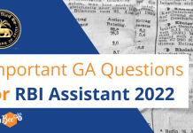 Important GA questions for RBI Assistant 2022 Important GA Questions for RBI Assistant 2022