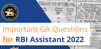 Important GA questions for RBI Assistant 2022 Important GA Questions for RBI Assistant 2022