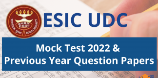 ESIC UDC Mock Test 2022 and ESIC UDC Previous Year Question Papers ESIC UDC Mock Test 2022