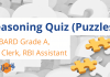 Reasoning Quiz for NABARD Grade A, SBI Clerk, RBI Assistant Exams Reasoning Quiz (Puzzles): NABARD Grade A, SBI Clerk, RBI Assistant