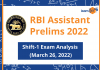 RBI Assistant Prelims Exam Analysis 2022: 26th March, Shift 1 Analysis RBI Assistant Prelims Exam Analysis 2022