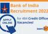 Bank of India Recruitment 2022: Apply Online for 484 Credit Officer Vacancies! Bank of India Recruitment 2022: Apply Online for 484 Credit Officer Vacancies!