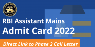 RBI Assistant Mains Admit Card 2022: Direct Link to Phase 2 Call Letter RBI Assistant Mains Admit Card 2022: Direct Link to Phase 2 Call Letter
