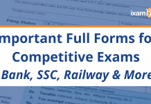 Important Full Forms for Competitive Exams: Bank, SSC, Railway, and More Important Full Forms for Competitive Exams: Bank, SSC, Railway and More