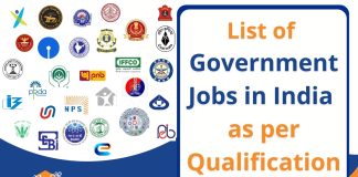 List of Government Jobs as Per Qualification