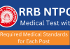 RRB NTPC Medical Test with Required Medical Standards for Each Post  RRB NTPC Recruitment , Medical Standards of RRB NTPC Recruitment, RRB NTPC posts, RRB Ntpc
