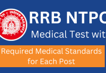 RRB NTPC Medical Test with Required Medical Standards for Each Post  RRB NTPC Recruitment , Medical Standards of RRB NTPC Recruitment, RRB NTPC posts, RRB Ntpc