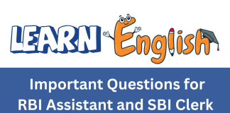 English Important Questions for RBI Assistant and SBI Clerk